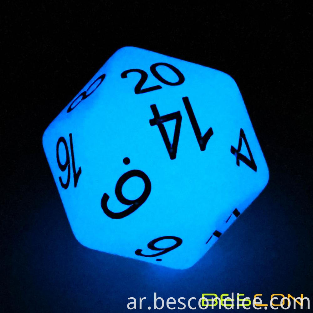 Big Size 20 Sides Dice Blue Glow In Dark 3